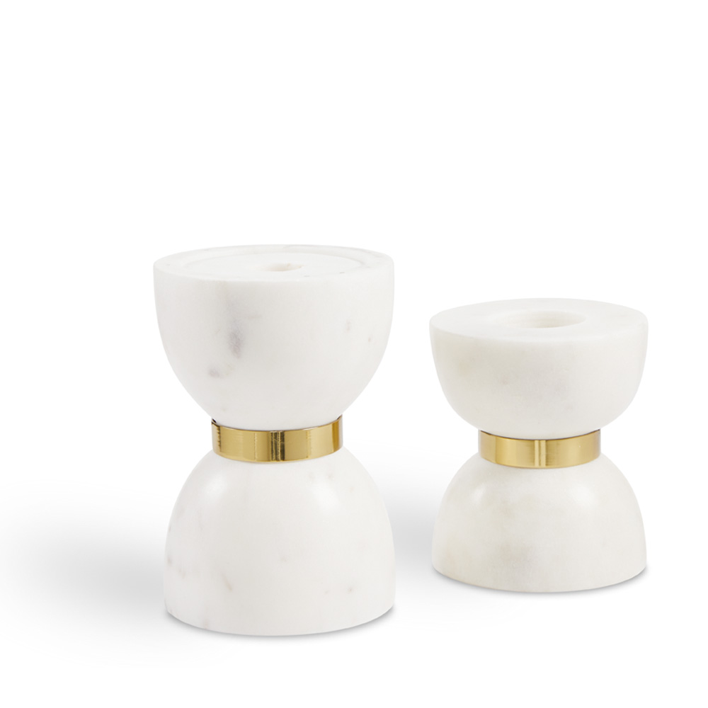 White Marble and Gold Tea Light